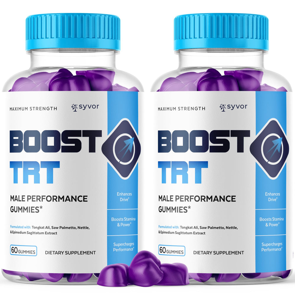 Syvor Boost TRT Gummies bottle front showing branding and vibrant packaging for daily wellness.
