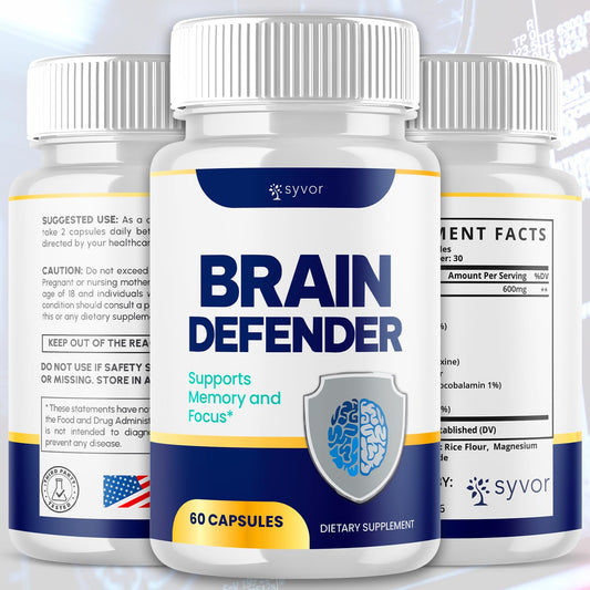 Syvor Brain Defender capsules close-up showing natural capsules for clarity.