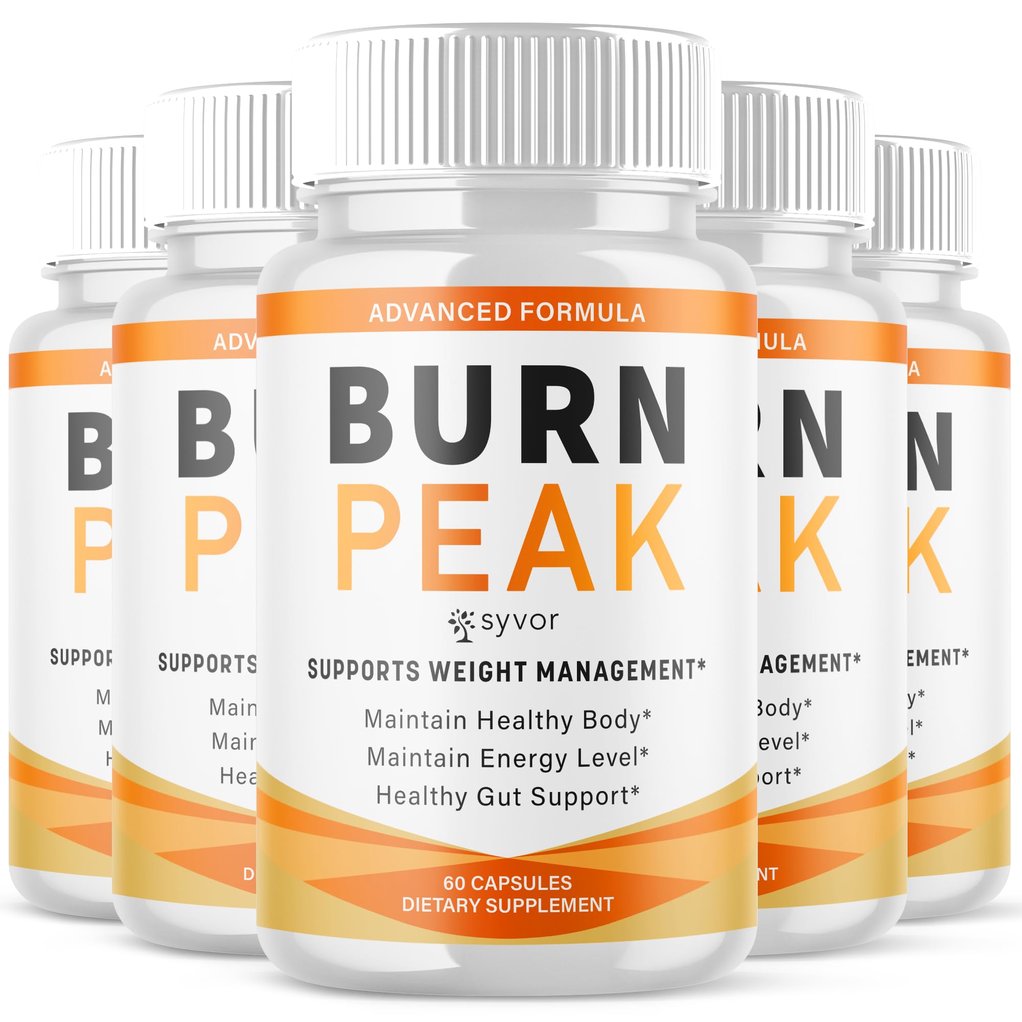 Syvor Burn Peak bottle shows pink salt capsules for an active lifestyle.