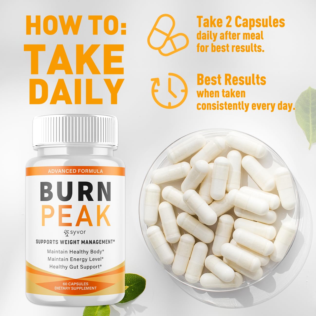 Morning routine with Syvor Burn Peak capsules supporting daily energy.