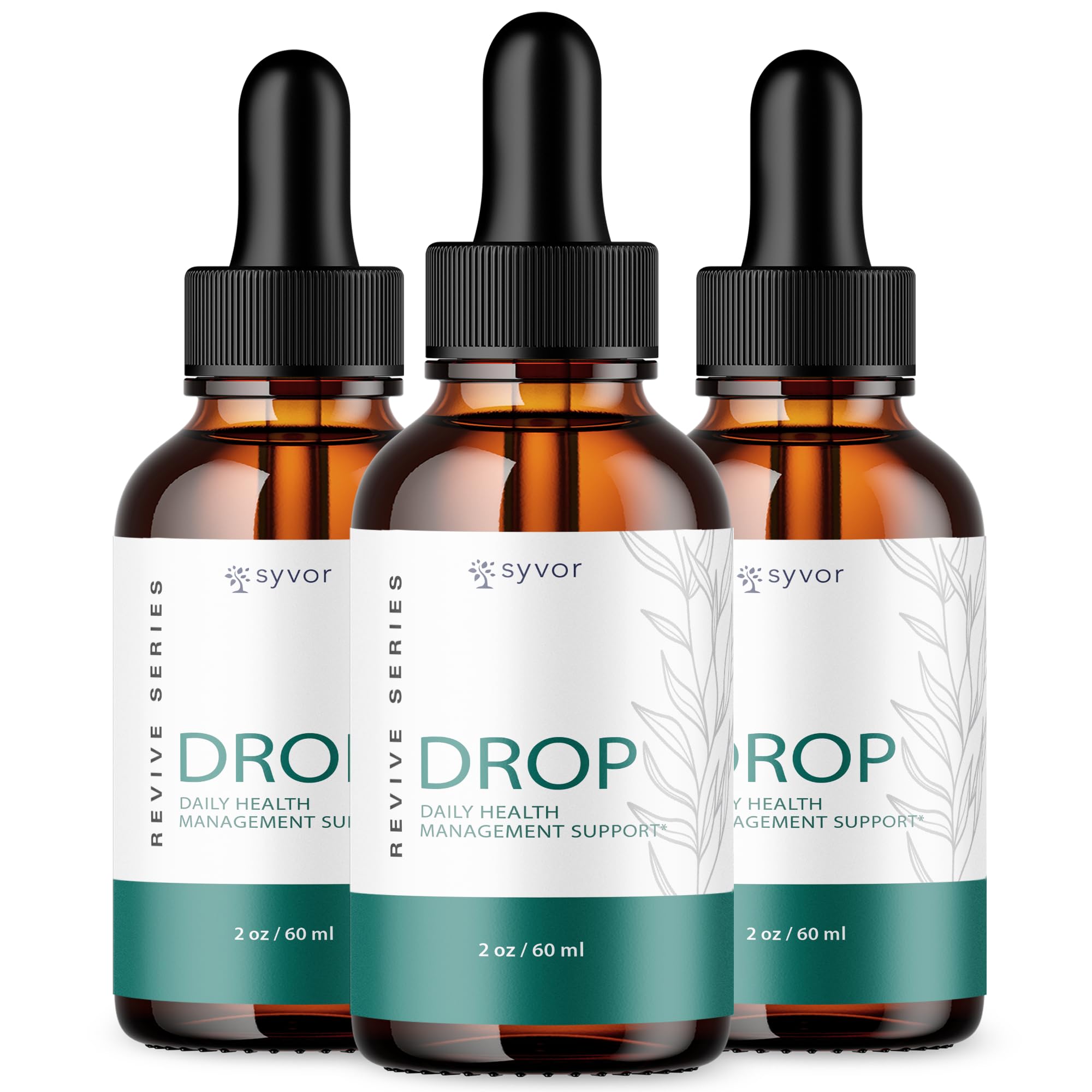 Syvor Drop The Pounds Drops 3 pack bottle closeup for daily wellness support.