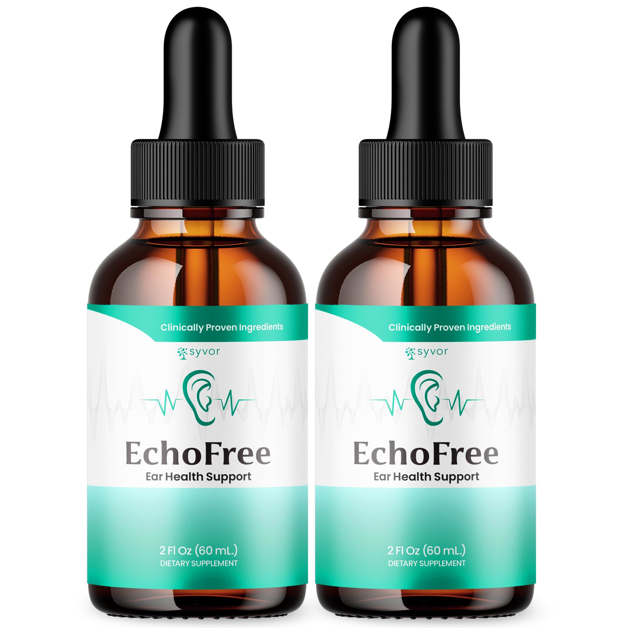 Syvor Echo Free Drops bottle front for natural ear health support.