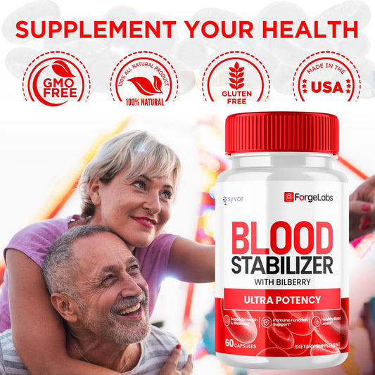 Syvor ForgeLabs Blood Stabilizer bottle back detailing natural ingredients and benefits.
