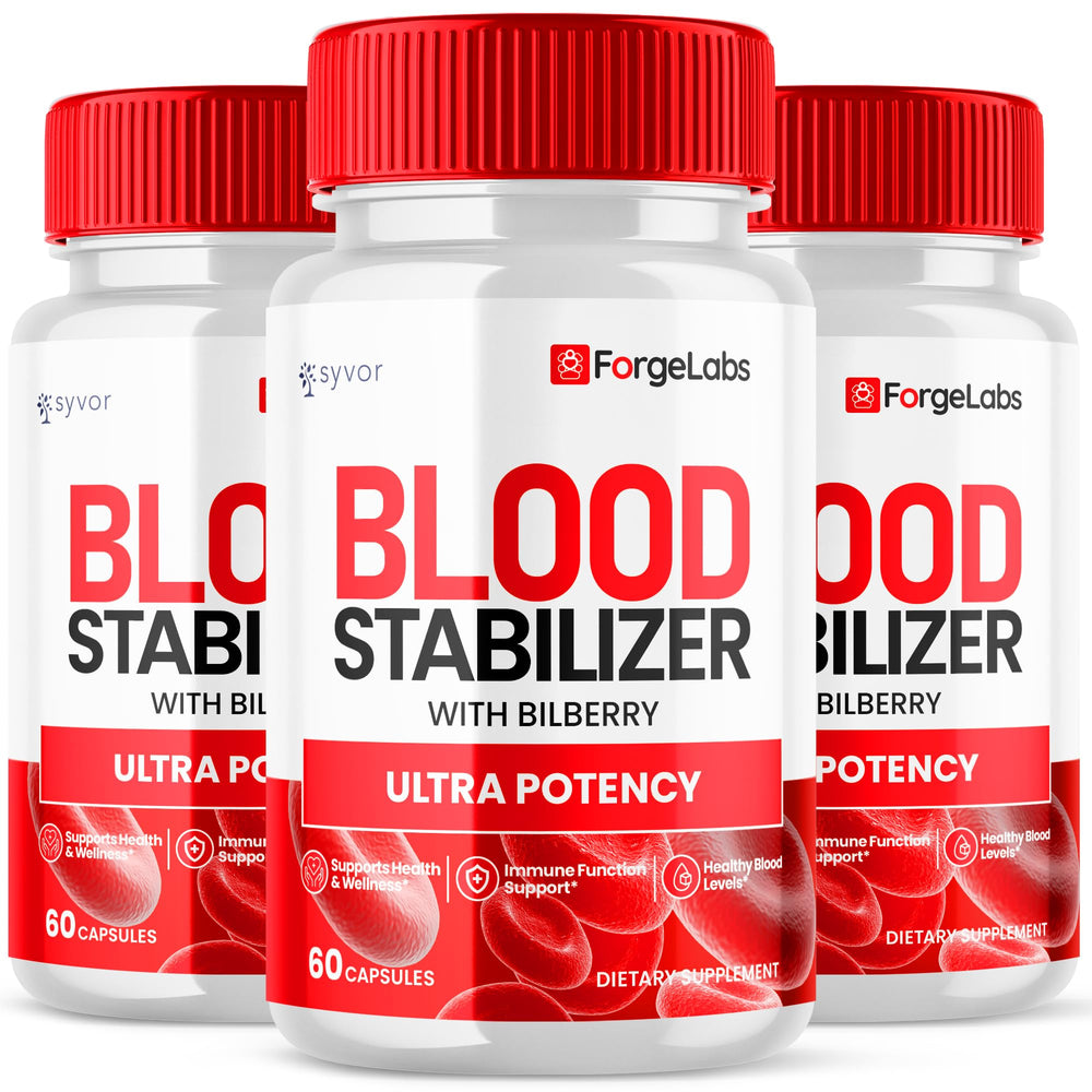 Syvor ForgeLabs Blood Stabilizer bottle front showing three-pack packaging for daily support.