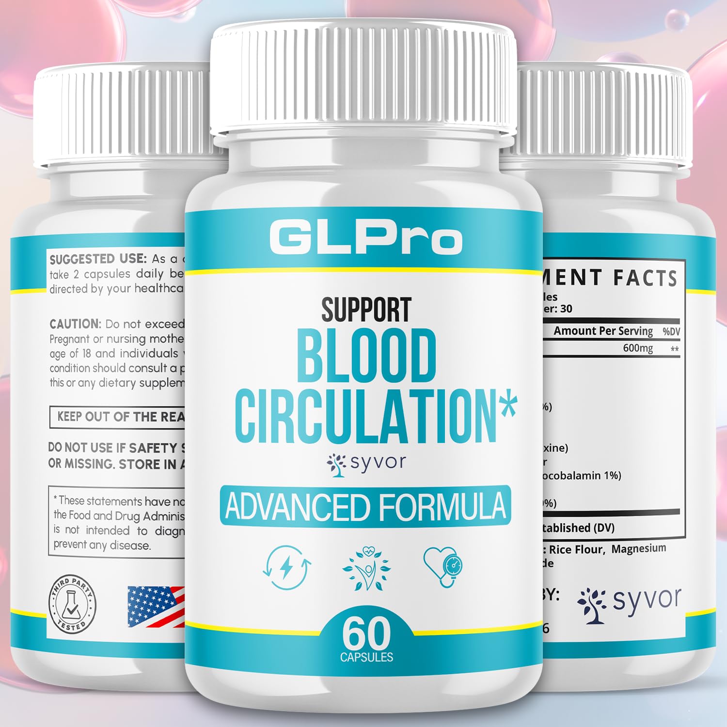 Syvor GLPro Blood capsules three-pack image showing value and convenience