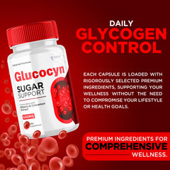 Close-up of Syvor Glucocyn capsules showing natural ingredients