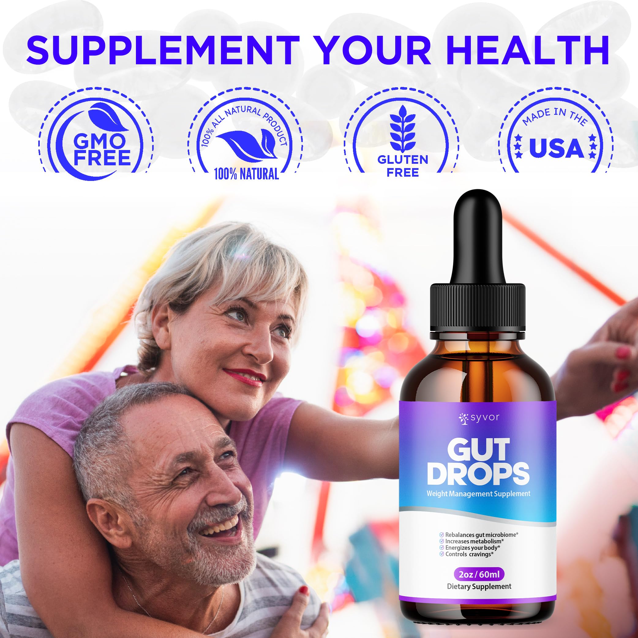 Syvor Gut Drops seed extract highlight indicating a powerful all-natural blend.