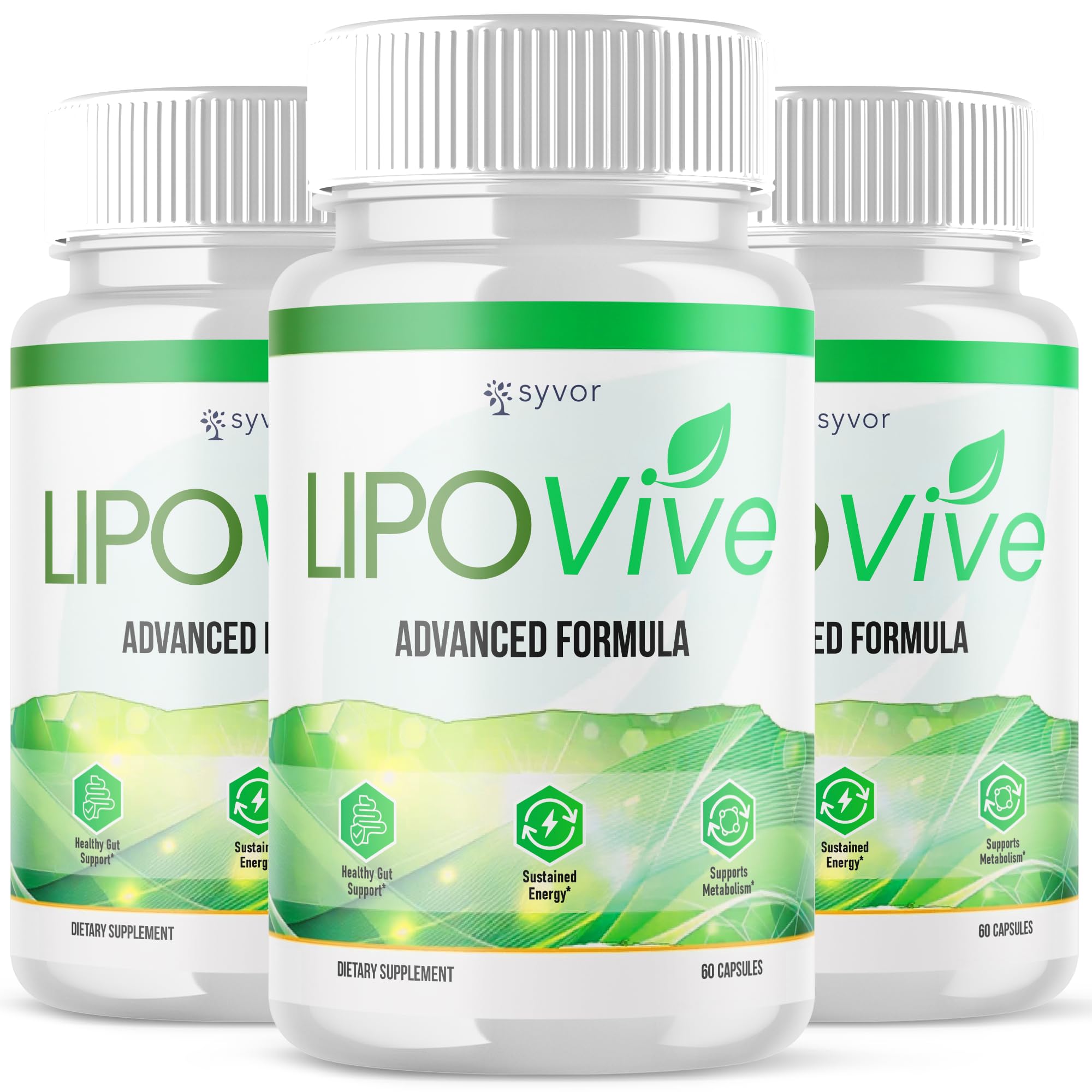 Syvor Lipovive 3-pack bottle front view for daily active lifestyle support