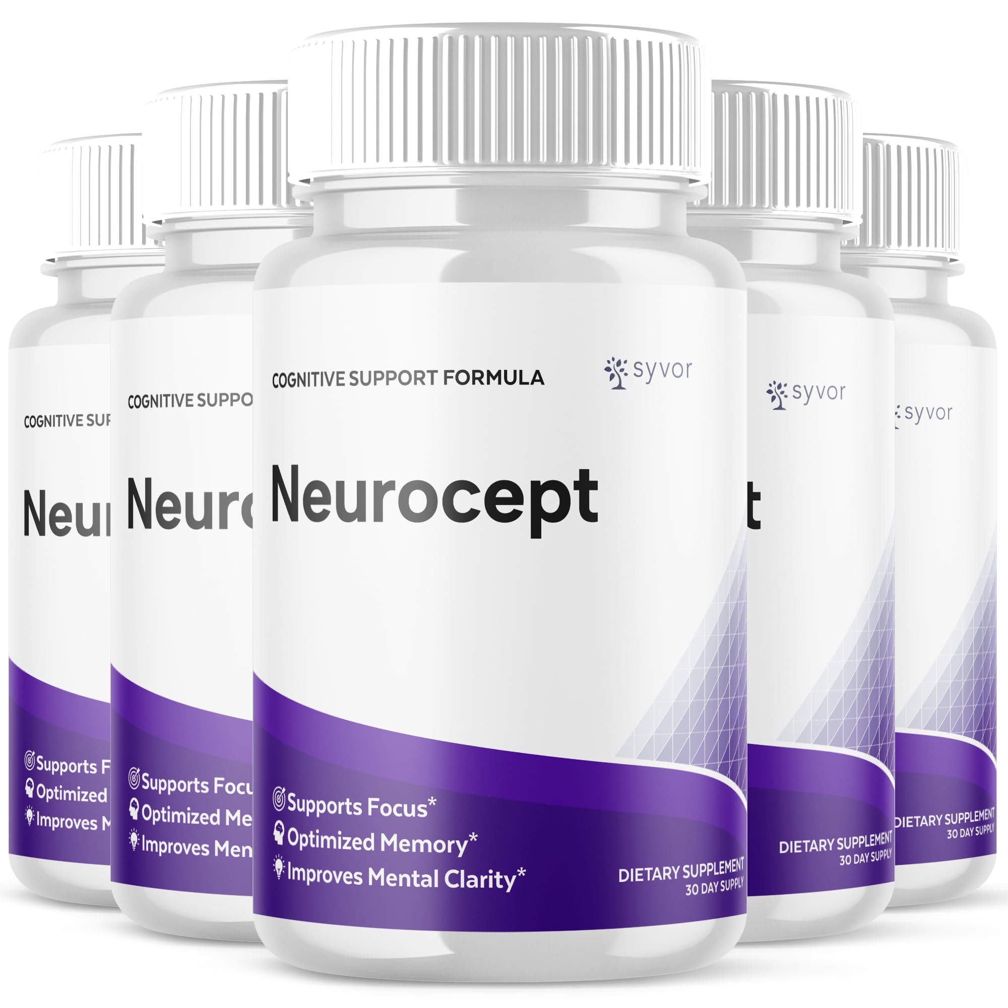 Syvor Neurocept capsules bottle front shows all-natural formula for daily wellness.