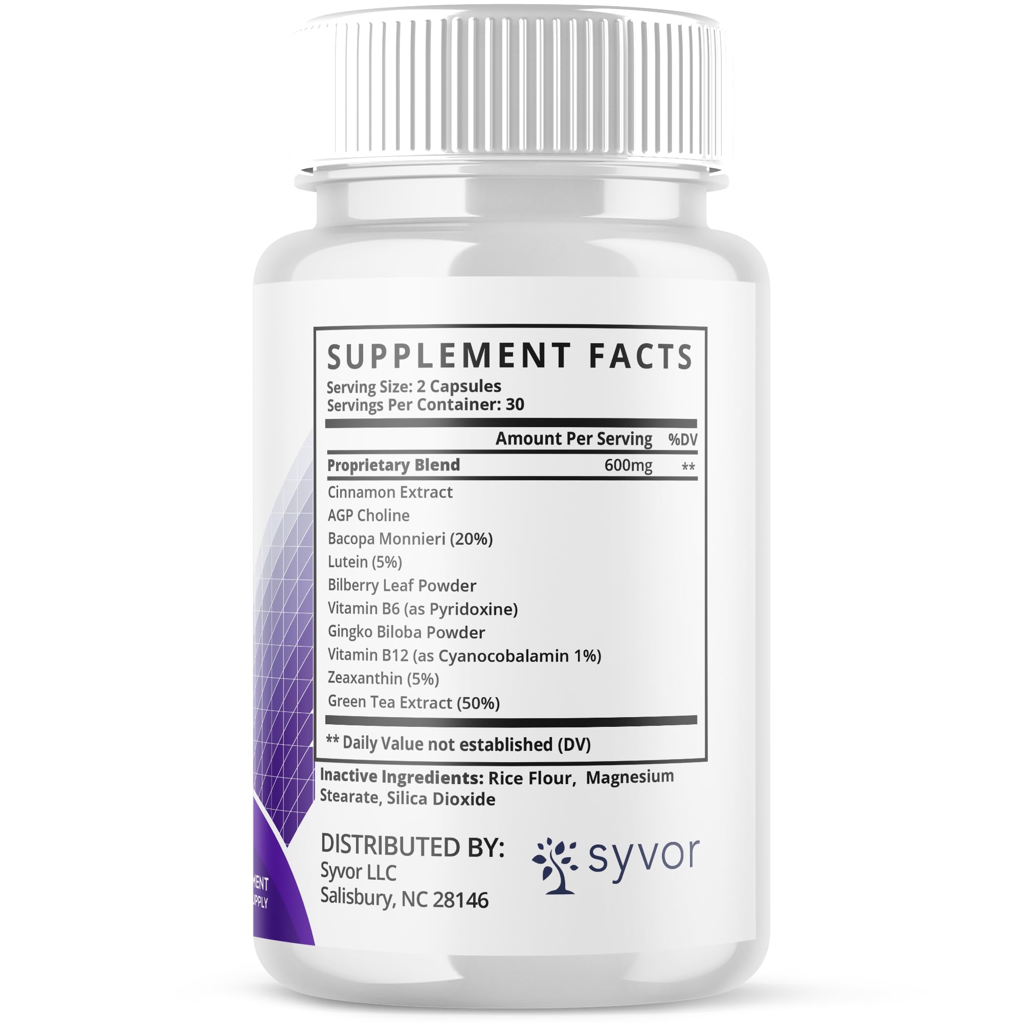 Syvor Neurocept ingredients label detail assists informed purchase decisions.