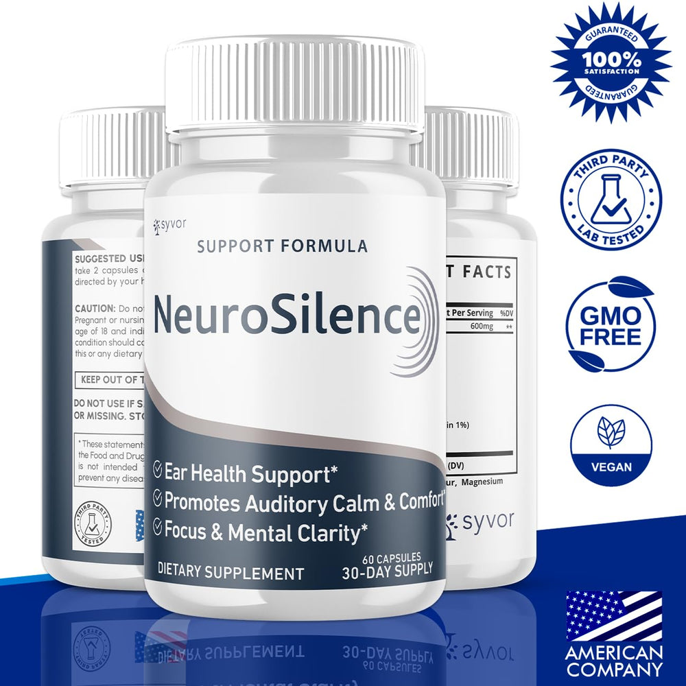 Syvor Neurosilence label close-up highlighting natural ingredients.