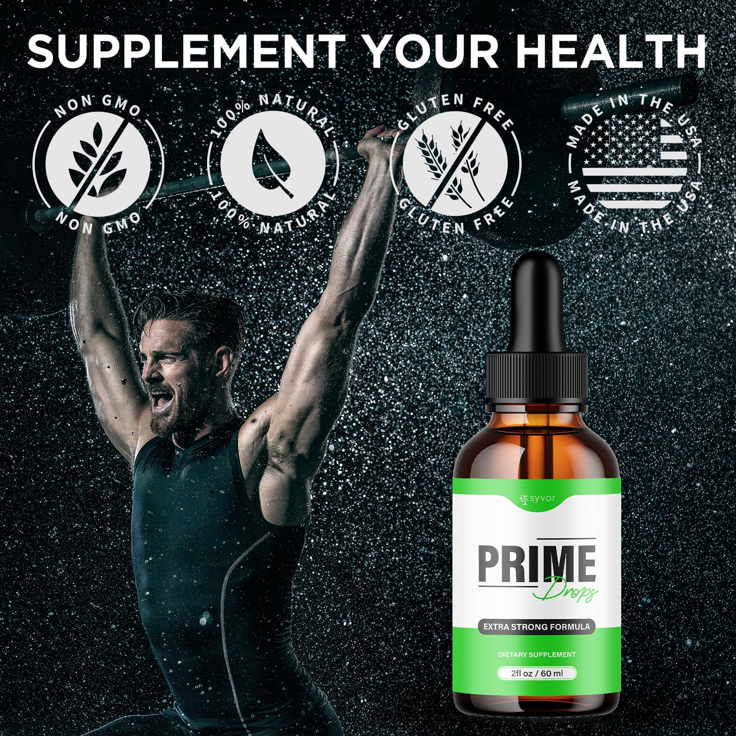 Ingredients panel on Syvor Prime Drops emphasizes a natural blend.