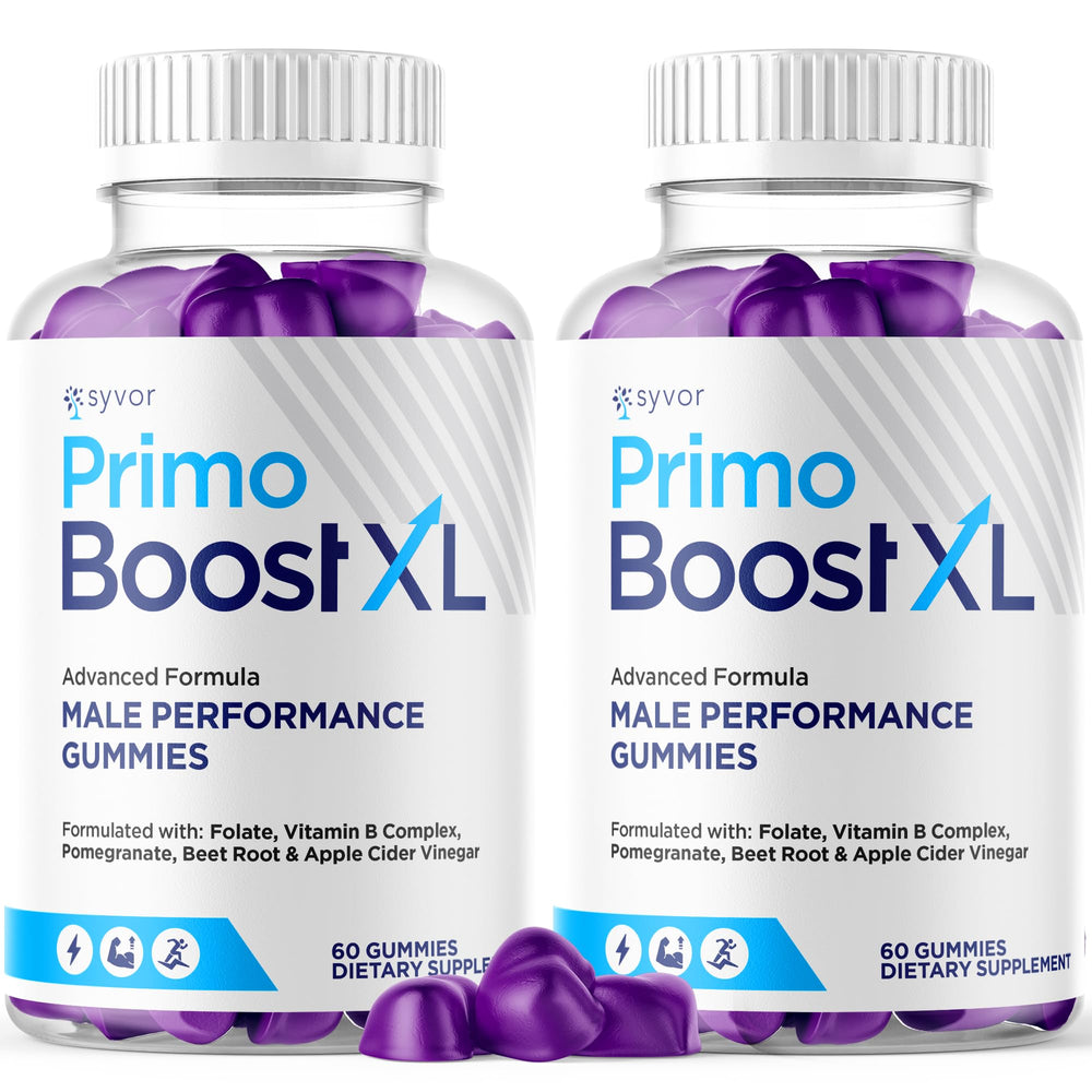 Syvor Primo Boost XL Gummies bottle front showing all-natural wellness support.