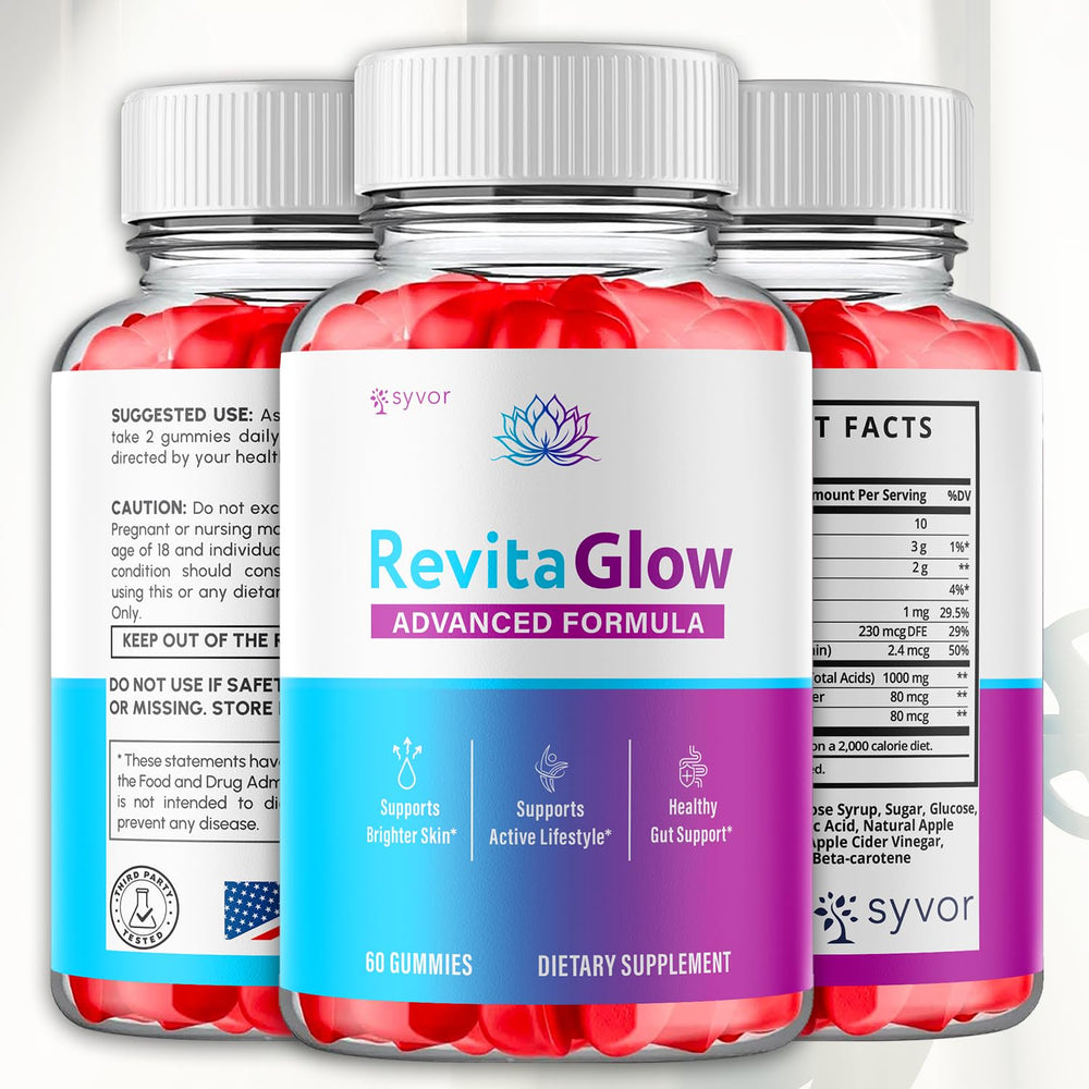 Syvor RevitaGlow gummies back label with ingredients and usage notes for informed choices.