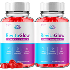 Syvor RevitaGlow gummies pack front view showing two-pack convenience for everyday wellness.