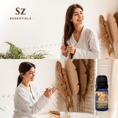 Sz Essentials Blue Chamomile massage oil blend supports relaxing massage sessions