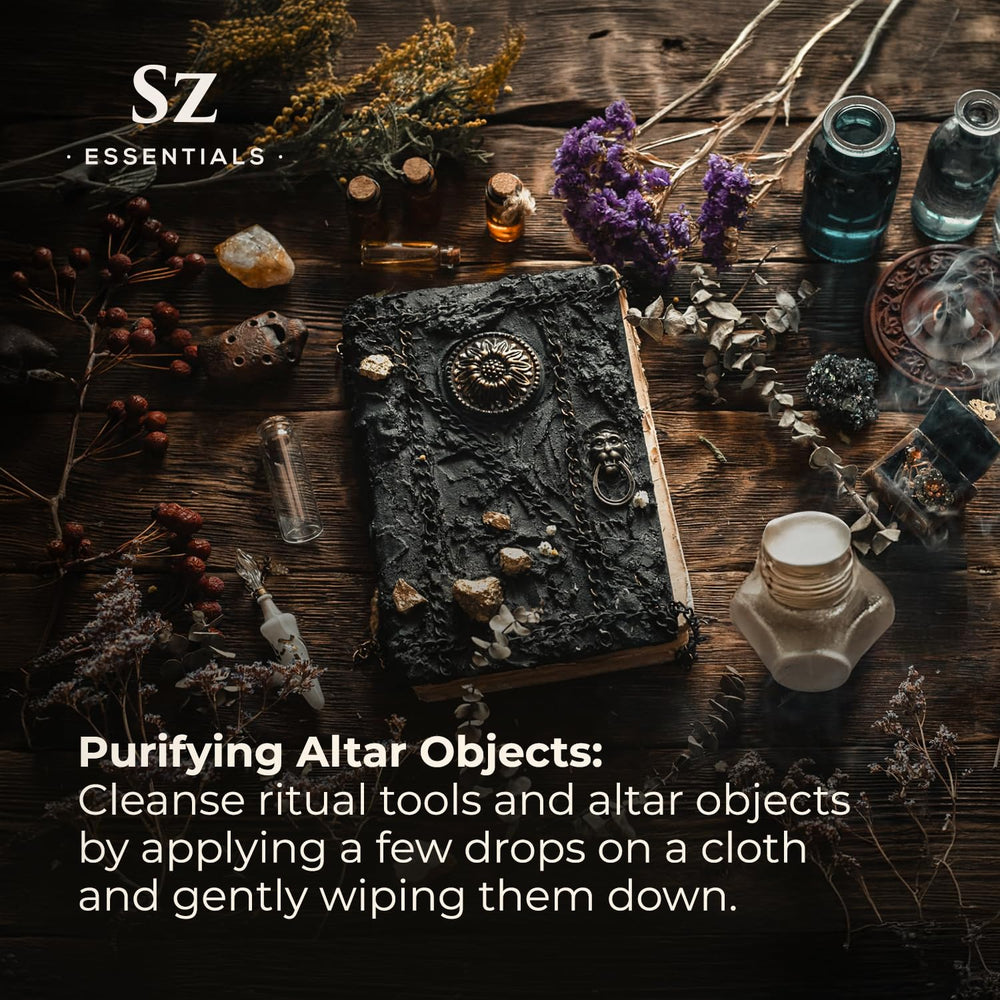 Sz Essentials Evil Eye packaging highlighting natural ingredients and usage