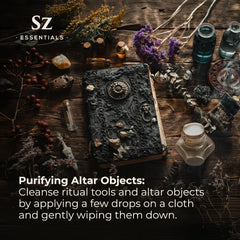 Sz Essentials Evil Eye packaging highlighting natural ingredients and usage