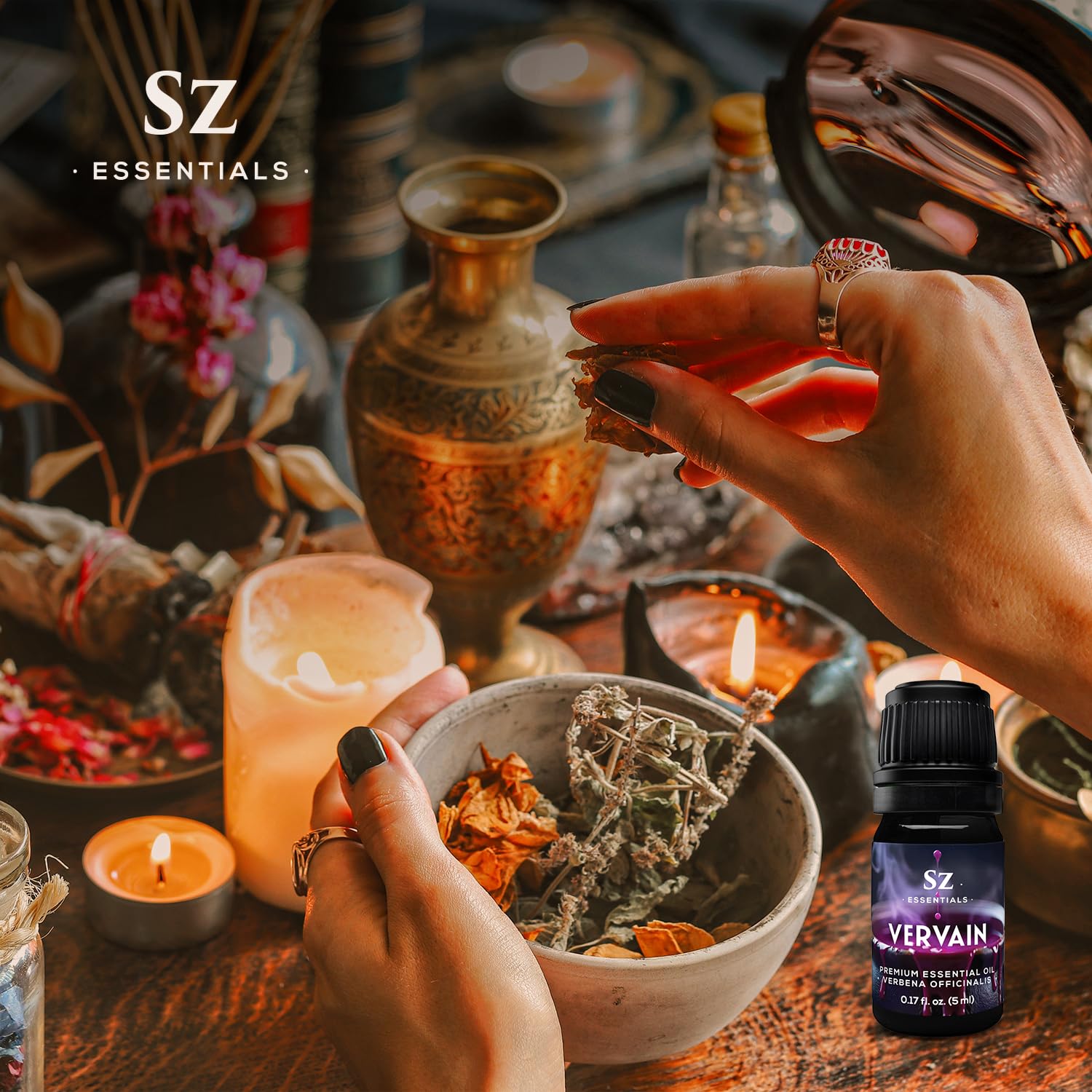 Sz Essentials Vervain Oil mojo bag use for spiritual focus.
