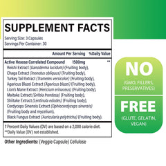 Szczekin AHCC 1500mg capsules closeup highlights vegan capsules for sustainable daily wellness.