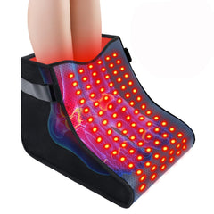 SZDGGZ upgraded red light therapy feet device on the foot with 660nm and 850nm LEDs.
