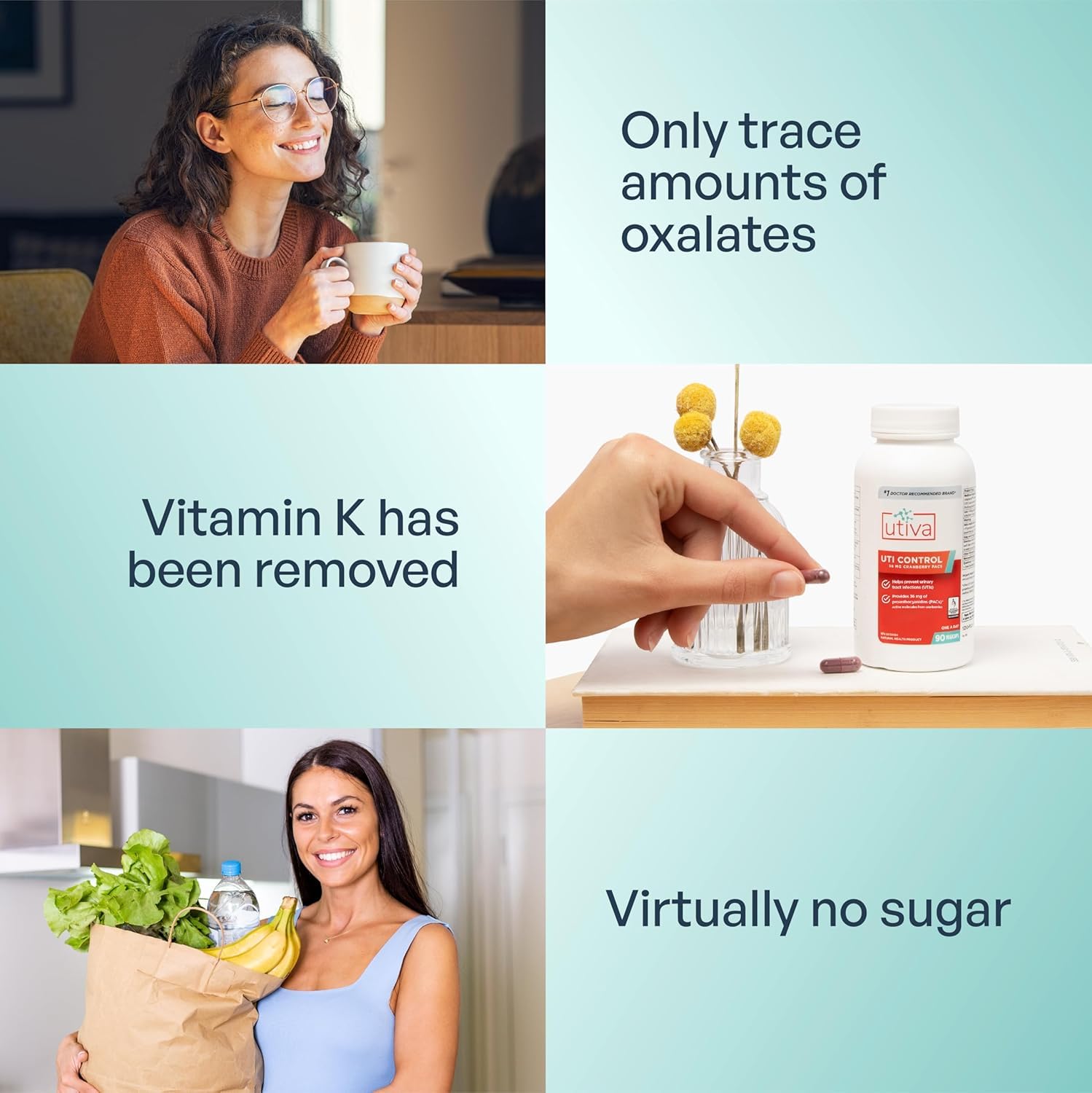 Szio+ Utiva Cranberry PACs packaging box with branding and dosage details
