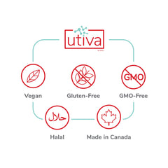 Szio+ Utiva probiotic educational chart highlights urinary and digestive health insights.