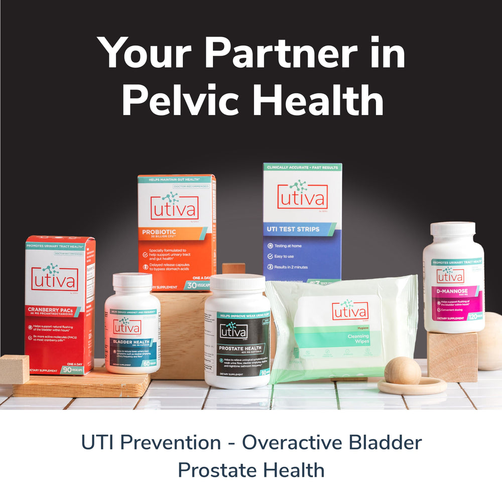 Made in Canada badge on Szio+ Utiva Prostate Health packaging.