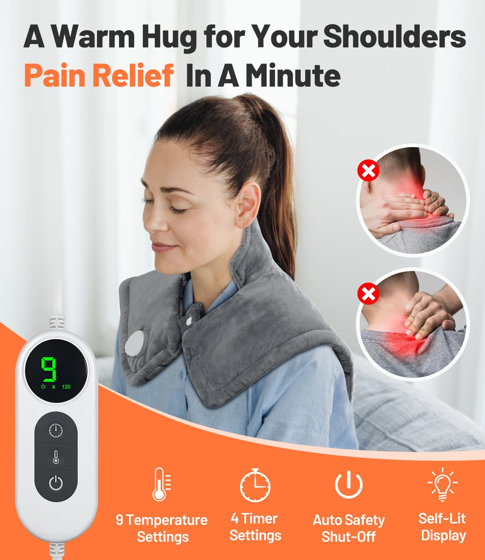 TABEKE graphene heating pad targets neck tension with ergonomic coverage.