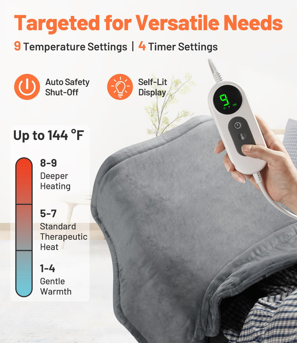 TABEKE heat pad includes a 4-timer auto-off for worry-free use.