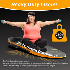 TAEPUSR heavy-duty orange insoles support 260+ lbs for long-term durability