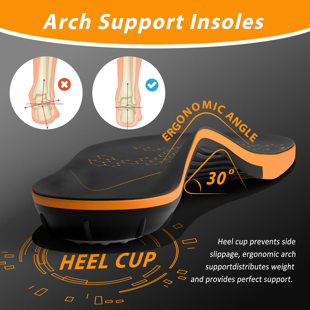 TAEPUSR universal-fit orange insoles with trimmable edges fit many shoe types