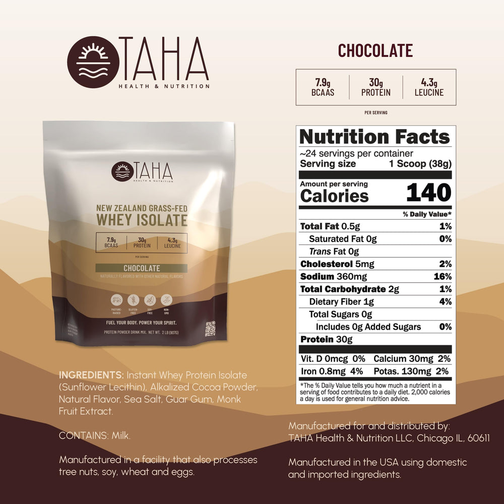 Taha Chocolate Whey Protein Isolate shake being poured for post-workout fueling