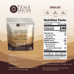 Taha Chocolate Whey Protein Isolate shake being poured for post-workout fueling