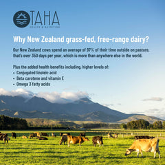 Taha Health & Nutrition packaging shows Toitū Net Carbon Zero sustainability.