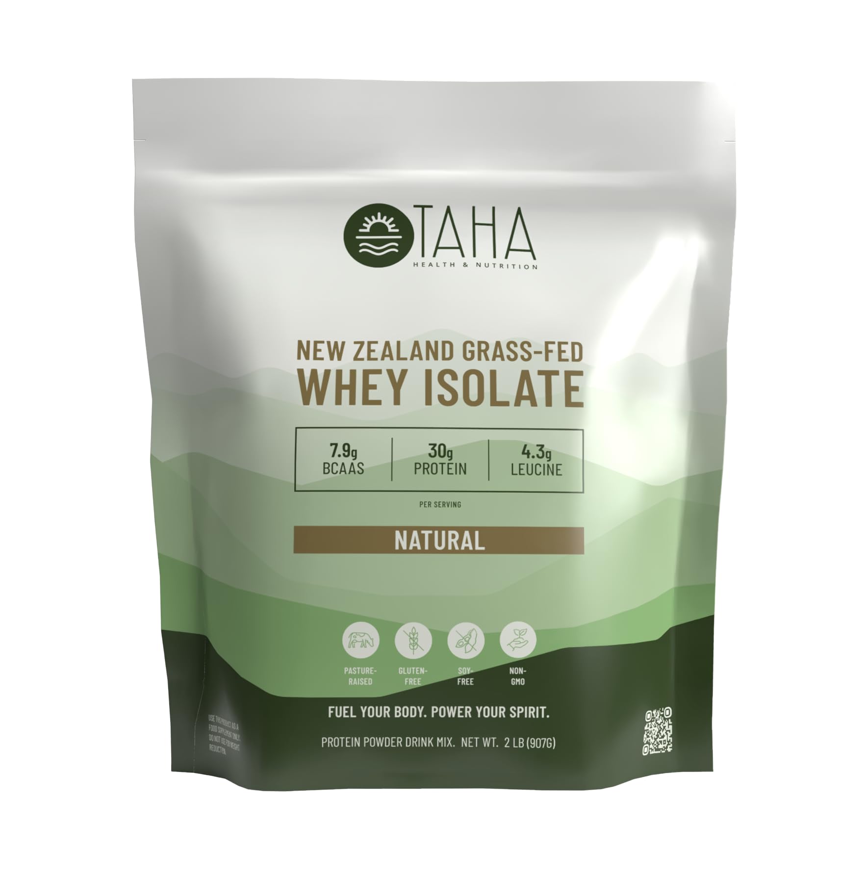 Taha Health & Nutrition whey isolate bottle, unflavored, ideal for post-workout recovery.