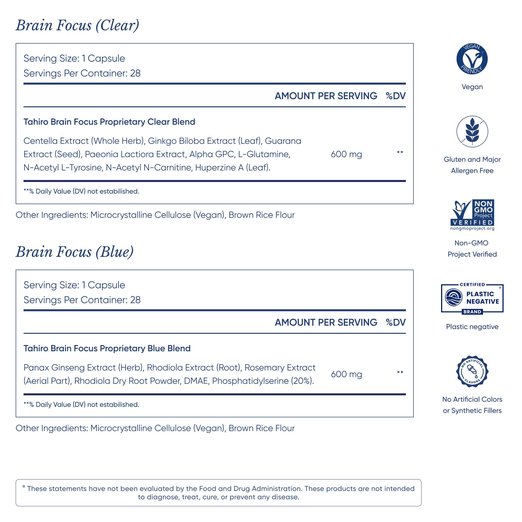 TAHIRO Brain Focus individual packets arranged for portability