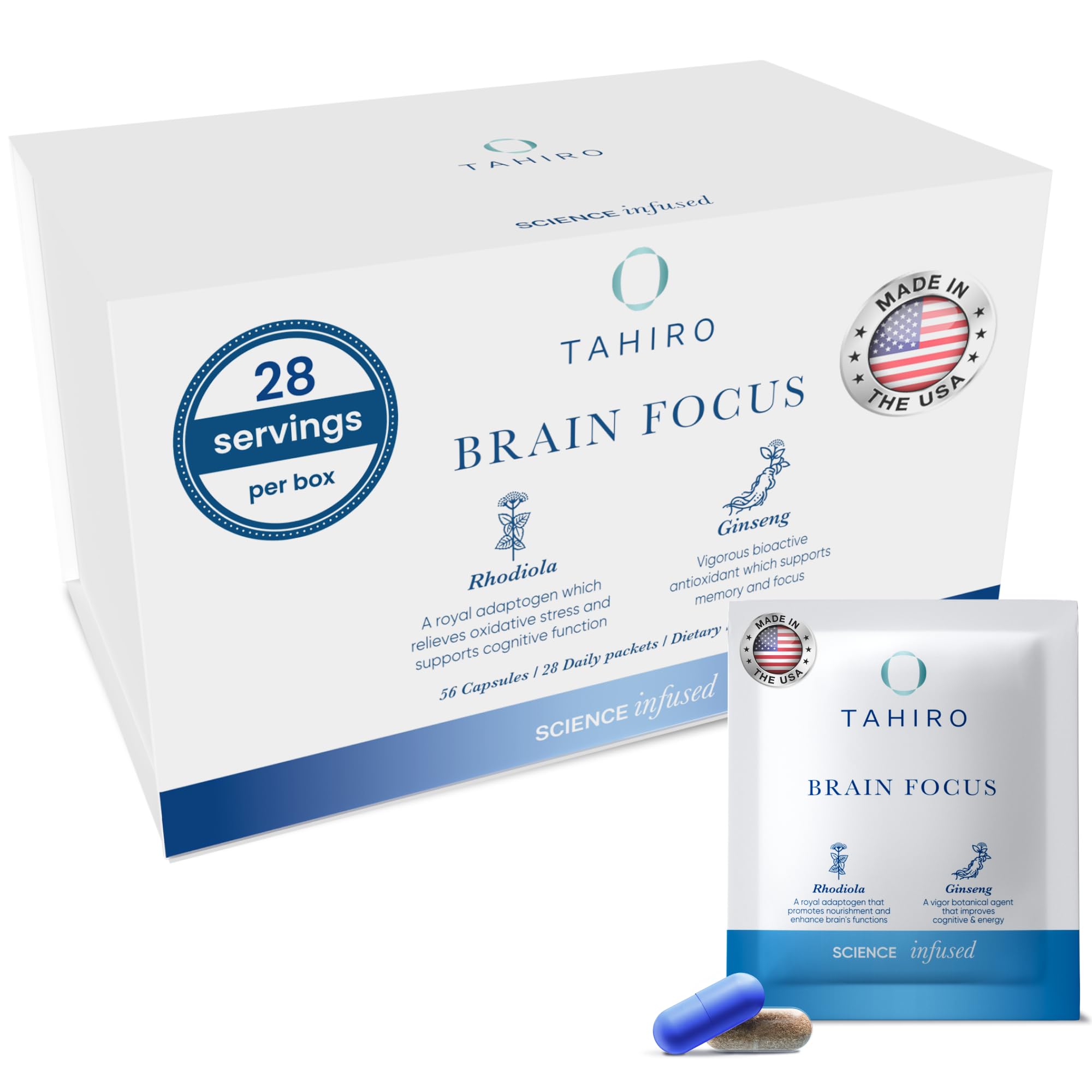 TAHIRO Brain Focus packaging for convenient daily focus support