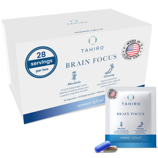 TAHIRO Brain Focus packaging for convenient daily focus support