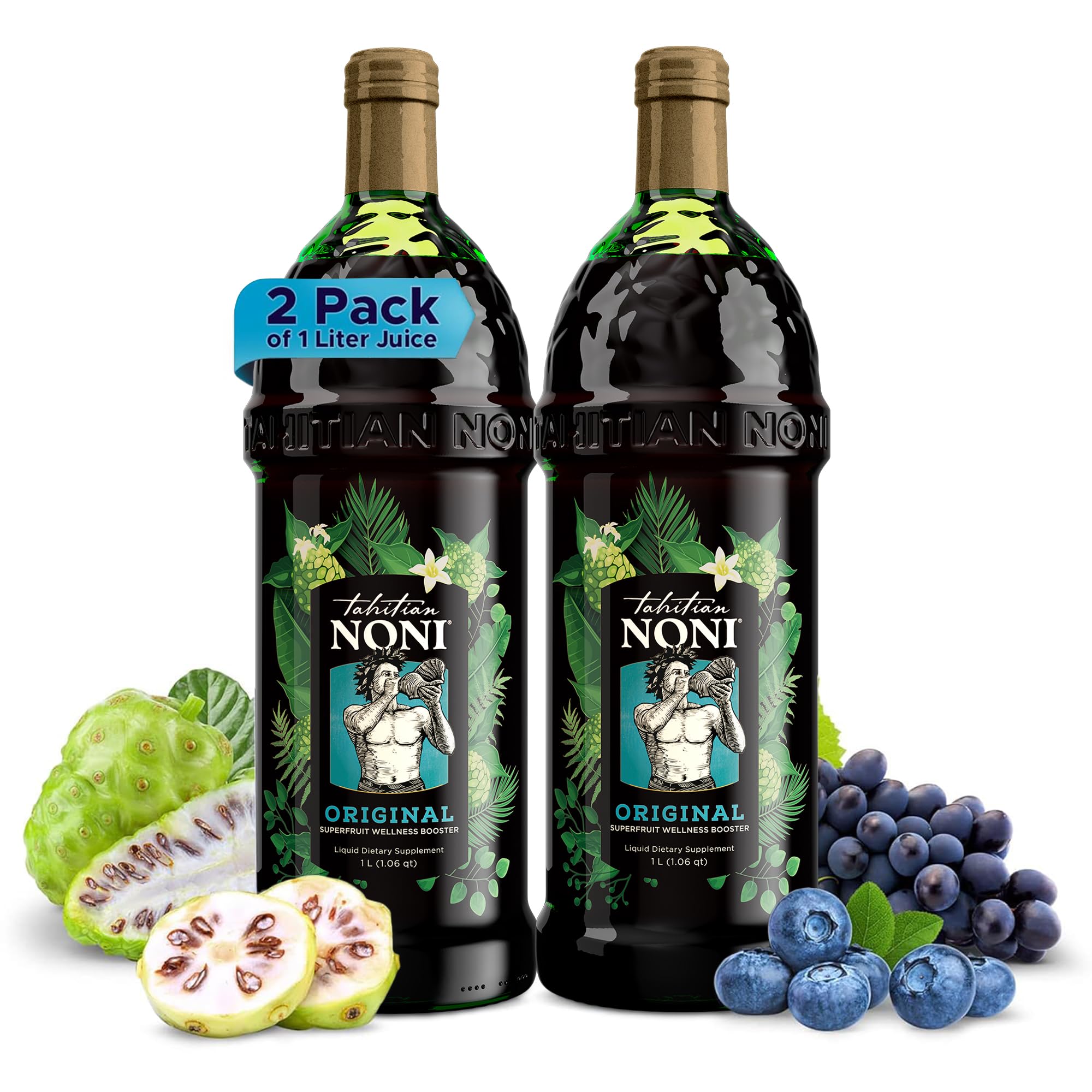 Tahitian Noni juice bottle front with Morinda label for daily wellness