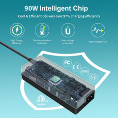 TAIFU 90W CPAP adapter side connection demonstrating secure plug