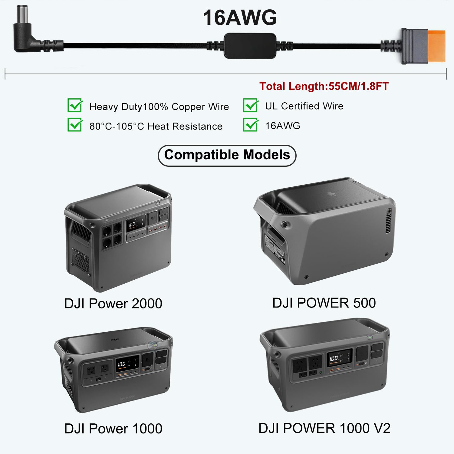 TAIFU DJI power station 12V output cable highlights reliable voltage transfer for CPAP machines.