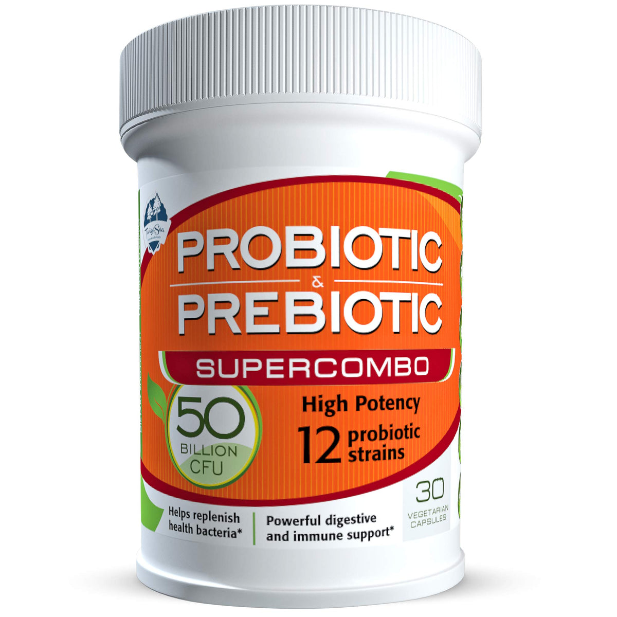 TAIGASEA bottle-front shows the probiotic supplement for daily gut support.