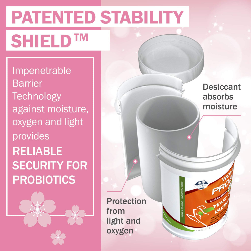 TAIGASEA Probiotics non-refrigerated box image underscoring shelf-stable convenience.