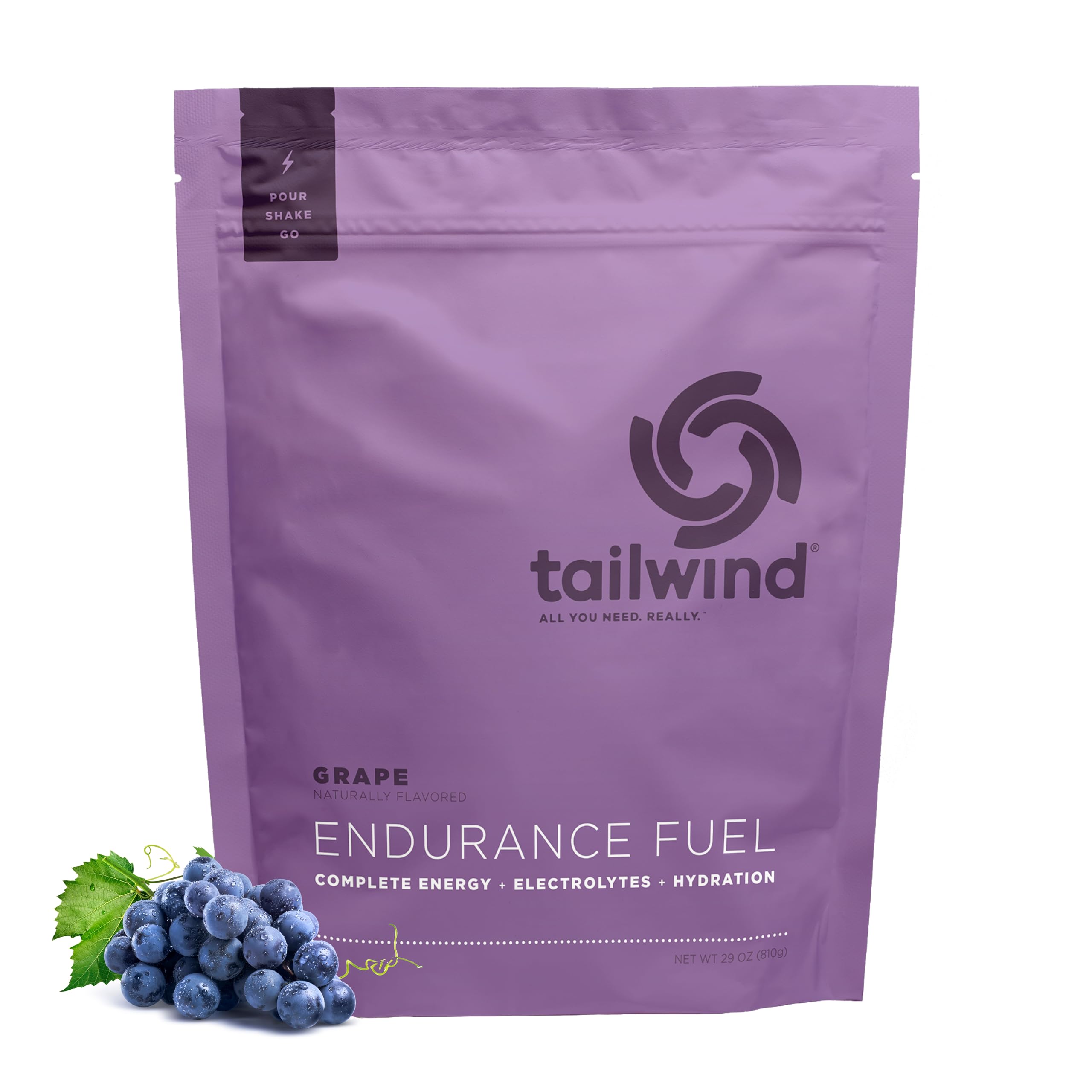 Tailwind Endurance Fuel grape bottle pour for on-the-go hydration