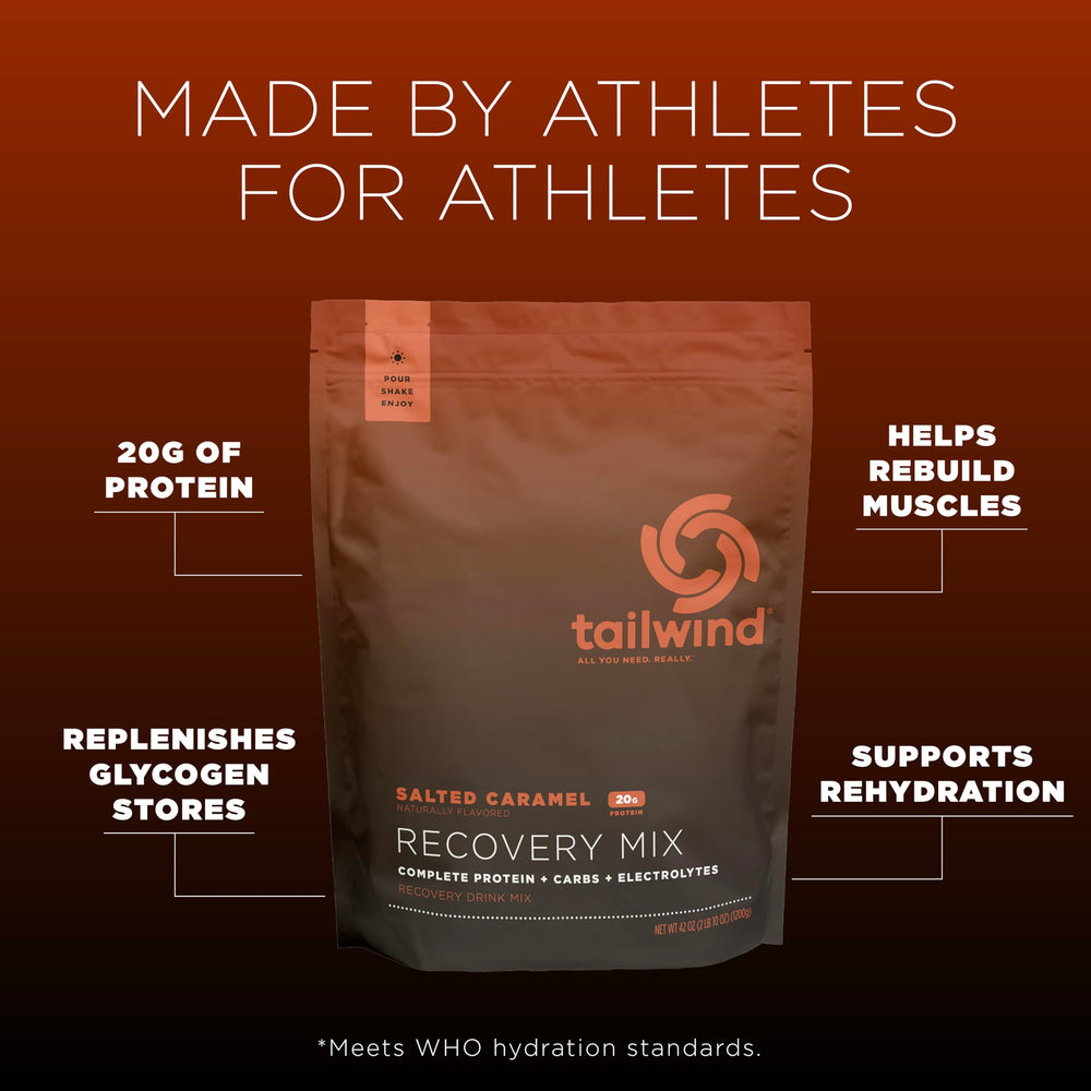 Tailwind Nutrition Recovery Mix being poured into a bottle for hydration