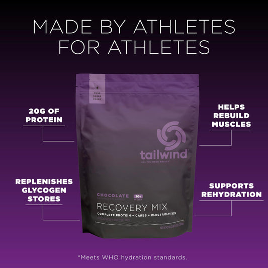 Tailwind Nutrition Recovery Mix vanilla shaker demonstrates easy mixing after training