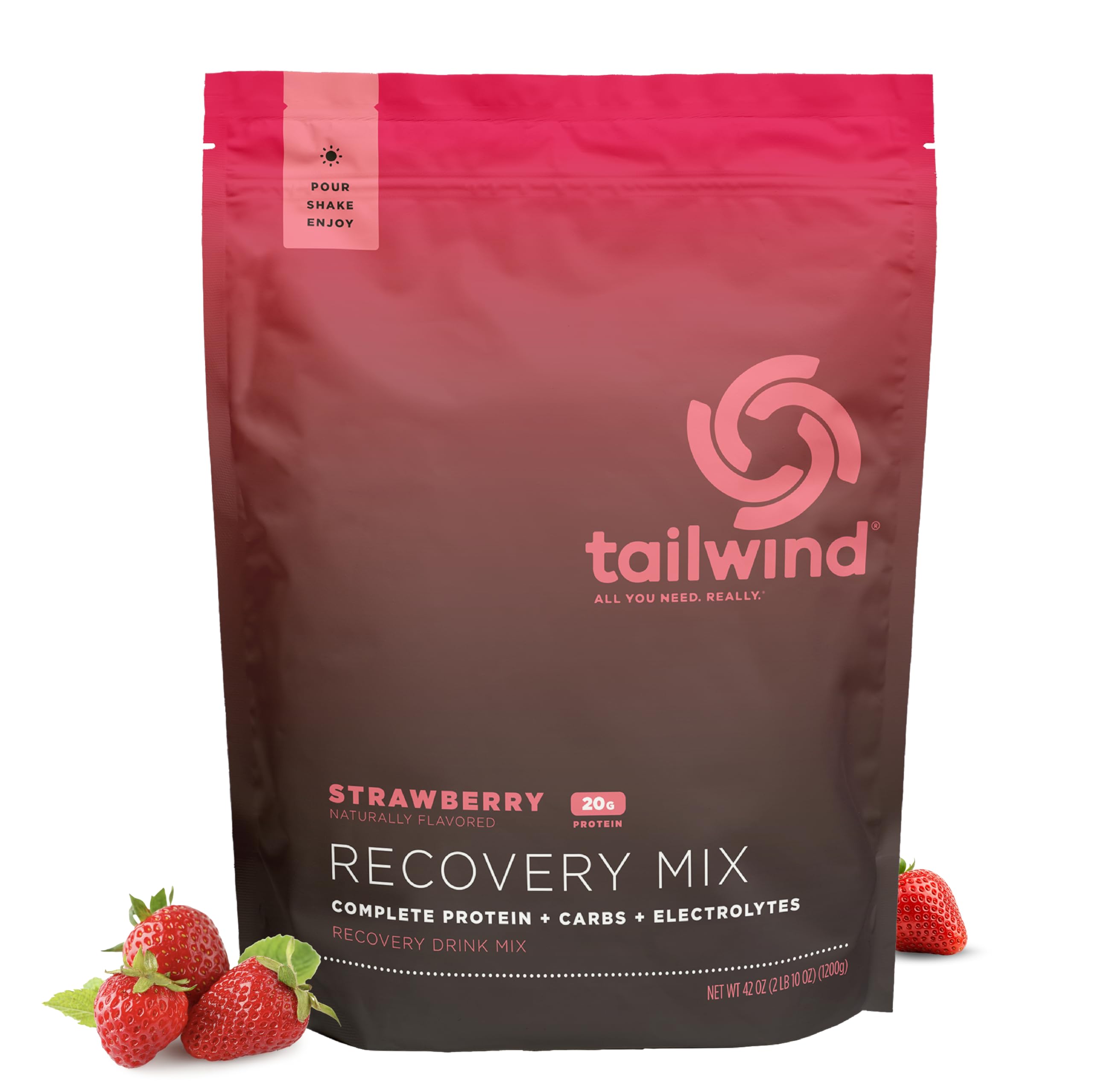 Tailwind Recovery Mix packaging close-up emphasizes complete recovery formula