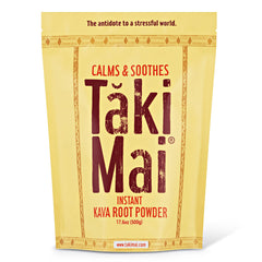 Taki Mai Noble Kava powder jar for a relaxing evening ritual.