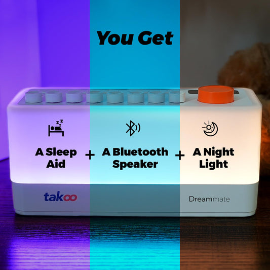 TAKOO device in Bluetooth mode ready to stream calming audio from a phone.